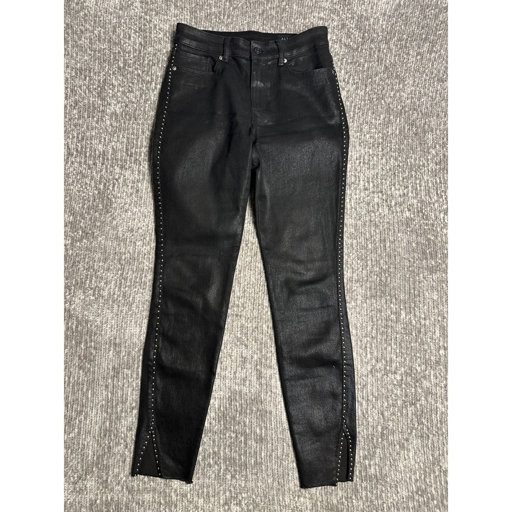 AllSaints Women's Miller MINI Studs Jeans Black Washed Skinny Raw Hem Sz 26
